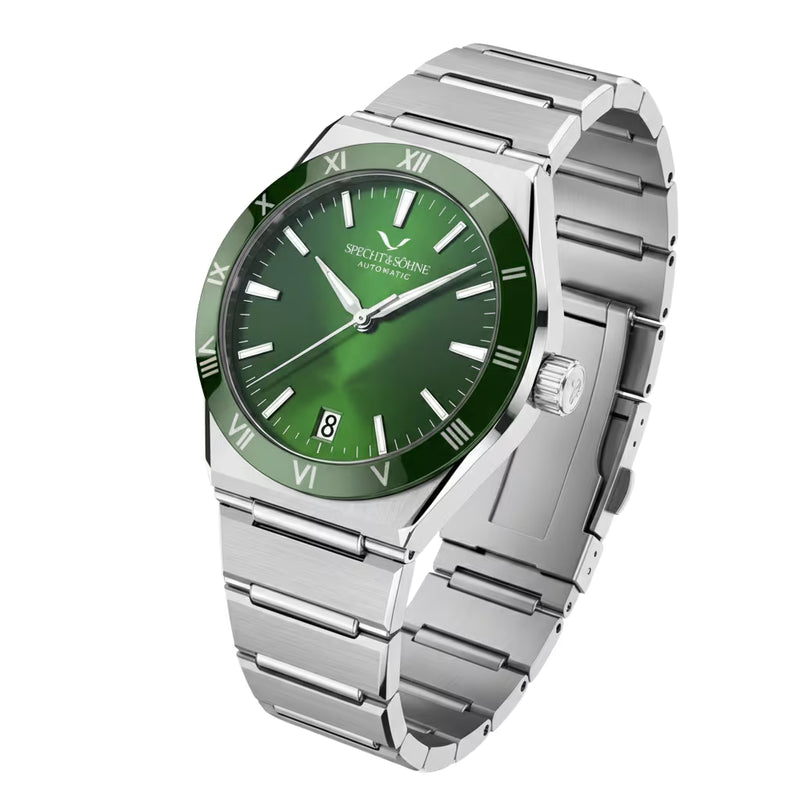 Specht & Söhne Aquanalt Green — Relógio De Quartzo Verde Com Caixa Em Aço E Cristal De Safira